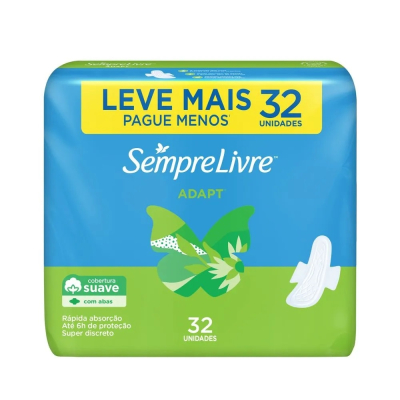 Absorvente Sempre Livre Adapt 32 Unidades Abas Suave
