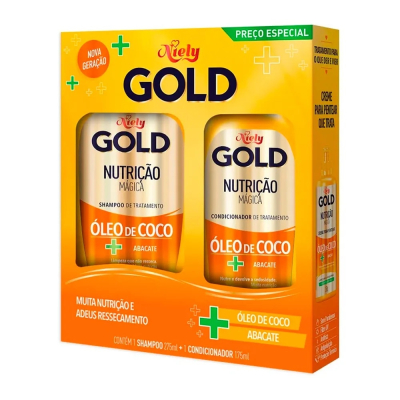 Shampoo+Condicionador Niely Gold 275+175mL Óleo Coco