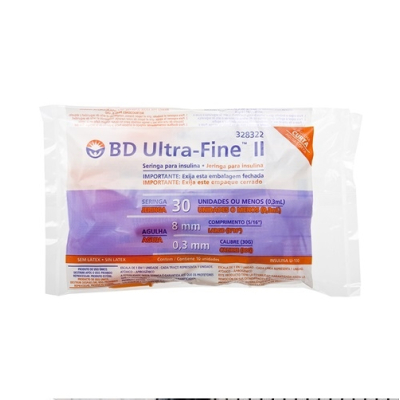 Seringa BD Ultra Fine 30U Ag Curta 10 Unidades
