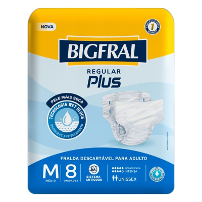 Fralda Bigfral Regular Plus M 8 Unidades