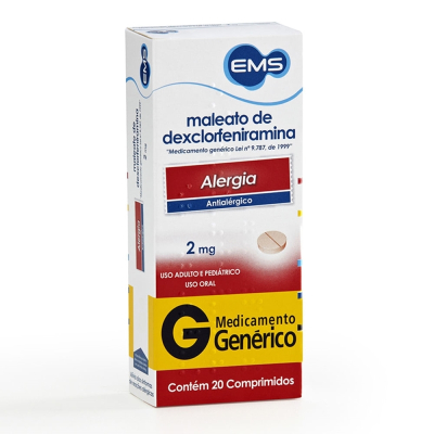 Dexclorfeniramina Maleato 2mg 20 Comprimidos