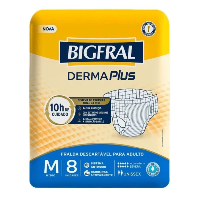 Fralda Bigfral Derma Plus M 8 Unidades