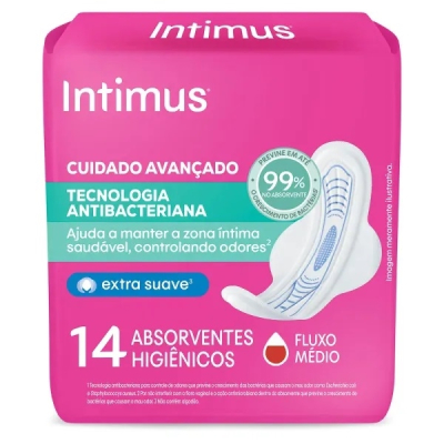 Absorvente Intimus Antibacterianoteriano 14 Unidades Ultrafino Abas