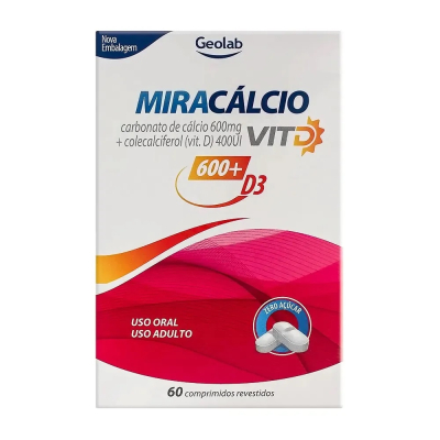 MiraCálcio D 600mg+400UI 60 Comprimidos