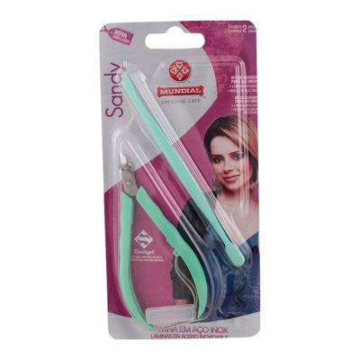 Alicate de Cutícula Mundial Sandy 756 Verde+Espátula