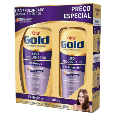 Shampoo+Condicionador Niely Gold 275+175mL Liso Prolong