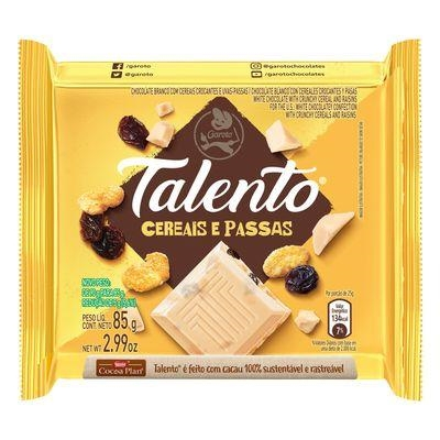 Talento Branco Cereais/Passas 85g