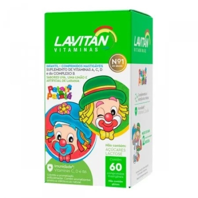 Lavitan Kids 60 Comprimidos Mastigáveis Uva/Lima Limão
