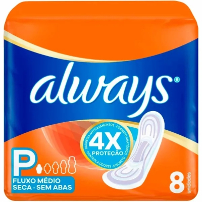 Absorvente Always Super Prot 8 Unidades S/Abas Seca