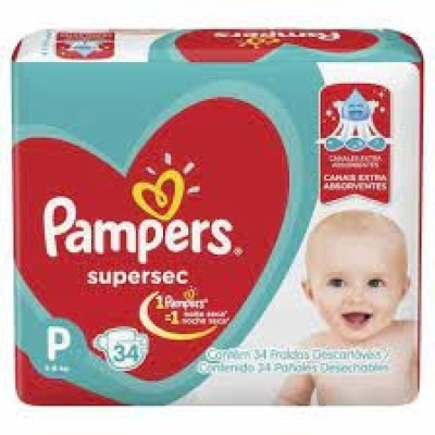 Fralda Pampers Supersec P 34 Unidades Jumbo