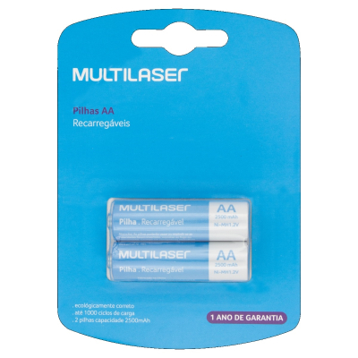 Pilha AA Multilaser 2 Unidades Recarregável