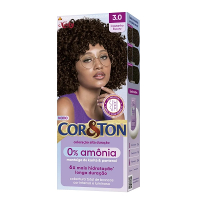 Tintura Cor e Ton Sem Amonia 3.0 Castanho Escuro